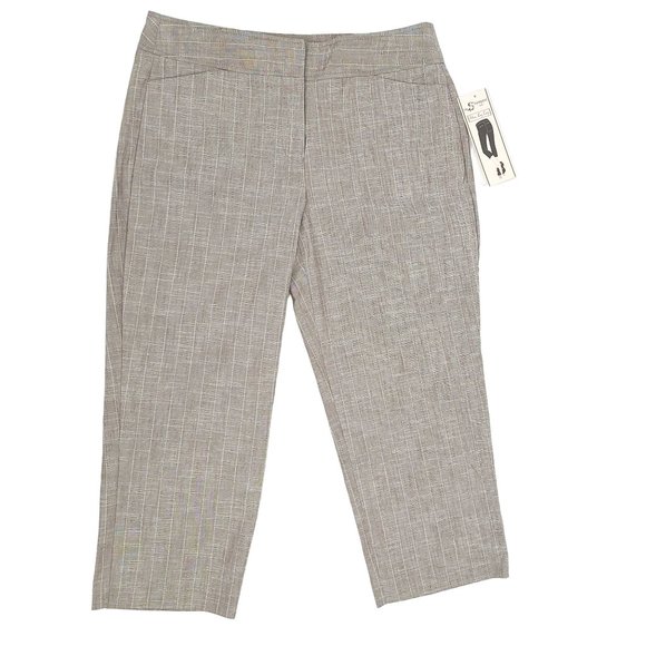 Sharagano Slim Leg Crop Dress Pant Womens Size 6 Career Striped Coco White NEW - Picture 5 of 9